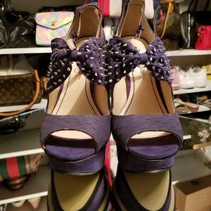 PURPLE SUEDE EMBELLISHED SANDAL